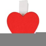 Houten knijper, met rood hart, 3x3cm