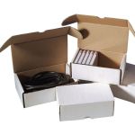 Postpakketdoos, golfkarton, A4, 315x215x120mm, gestanst, wit