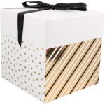 Box, Dots & Stripes, pop-up, 15x15x15cm, zwart/goud