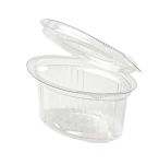 Cup, PET, 30ml, met vaste deksel, ovaal, leakproof, transparant