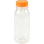 Fles, rPET, met oranje dop, 250ml, transparant Fles, rPET, met oranje dop, 250ml, transparant