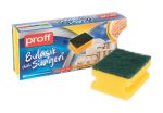 Schuurspons, geel/groen, 88x68x44mm, 3 stuks, Proff