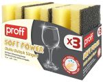 Schuurspons, geel/zwart, 88x65x42mm, 3 stuks, Proff