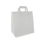 Snacktas, kraftpapier, platte handgreep, 26x17x26cm, wit