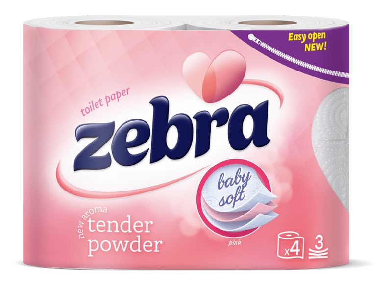 toiletpapier zebra pink 4rol 3laags wit